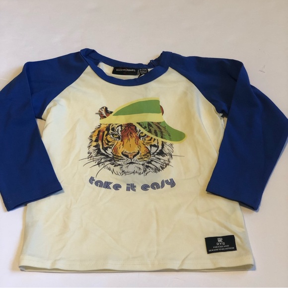 Rock Your Baby Take It Easy Tiger T-Shirt And Retro Tiger Trackpads Size 18-24 M - Picture 2 of 16